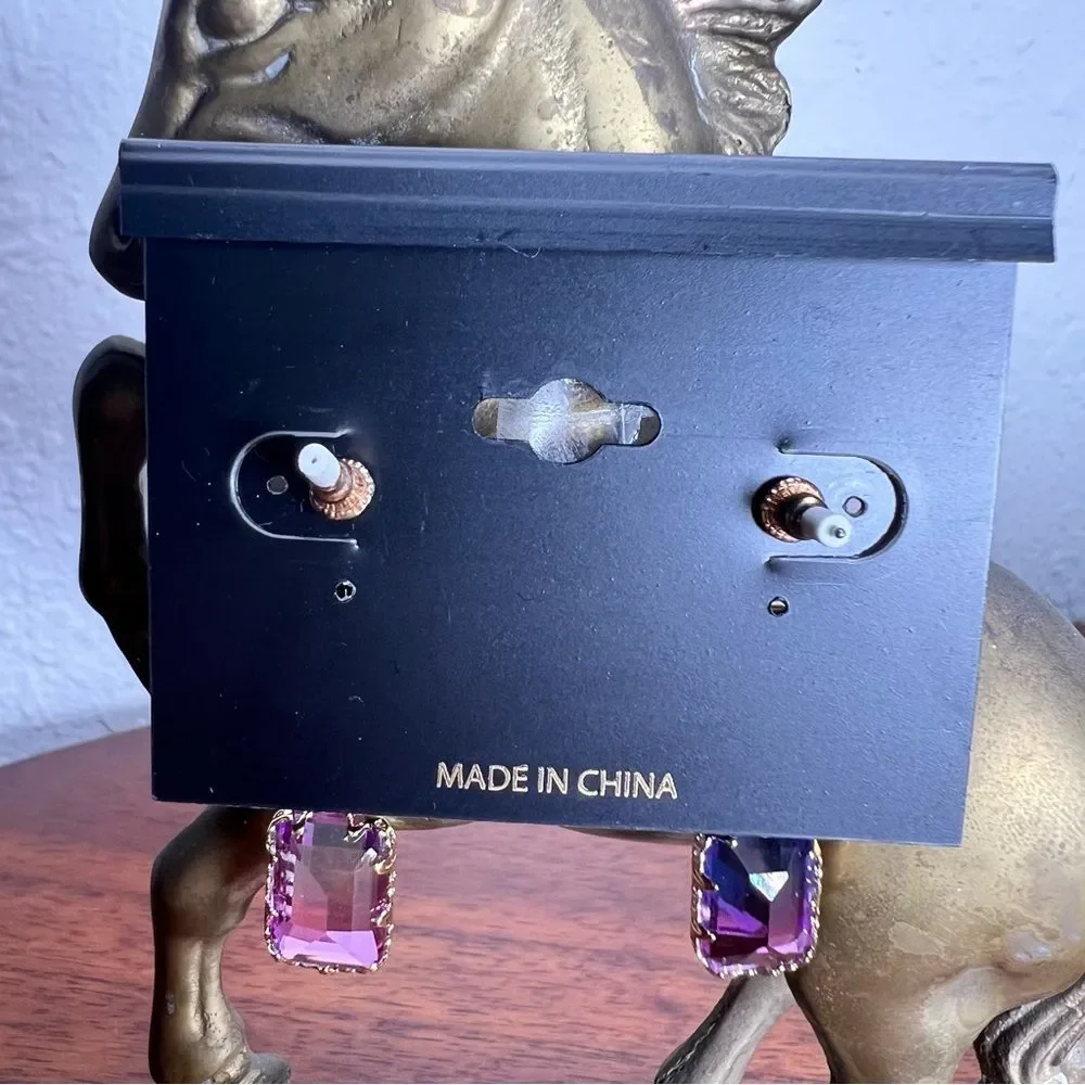 nOir earrings 🖤 purple & white with gold tone 🖤 new